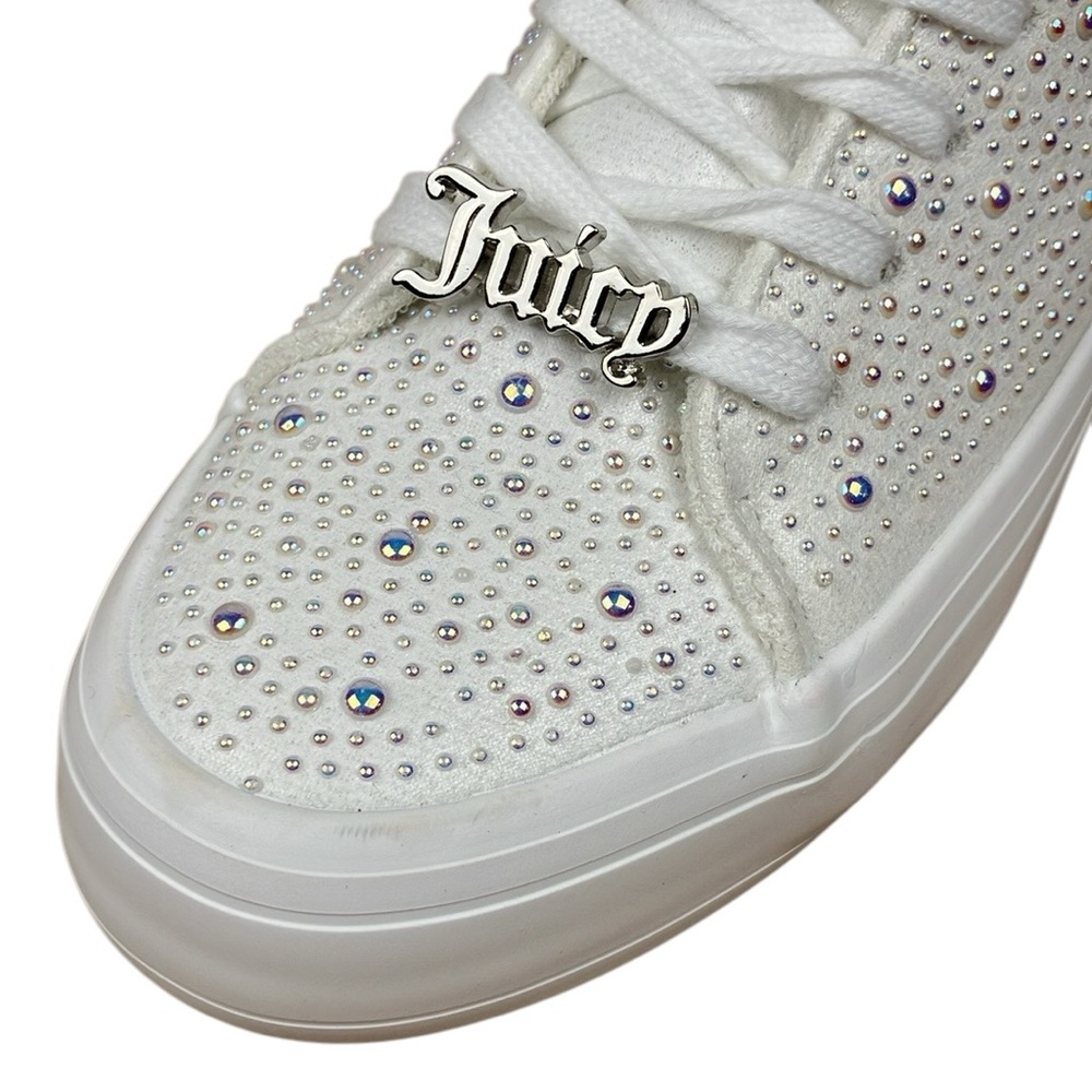 Juicy Couture Alanis Pearl Studded White Platform Lace Up Sneakers NWT